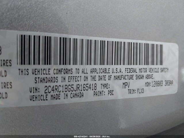 2C4RC1BG5JR165418 Chrysler Pacifica Touring L