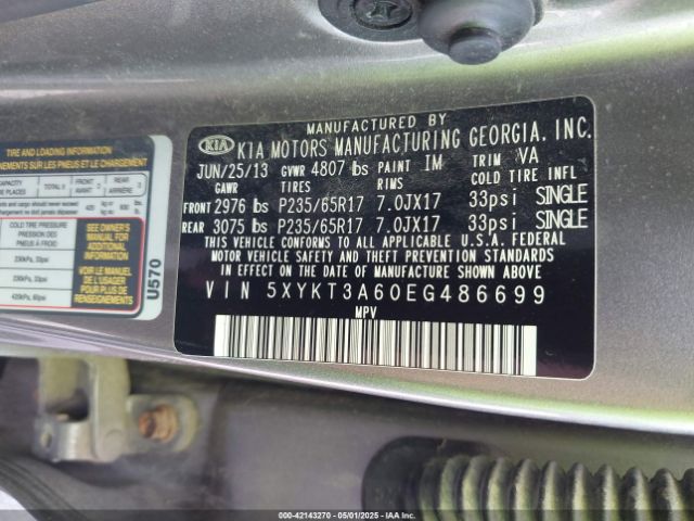5XYKT3A60EG486699 KIA SORENTO LX