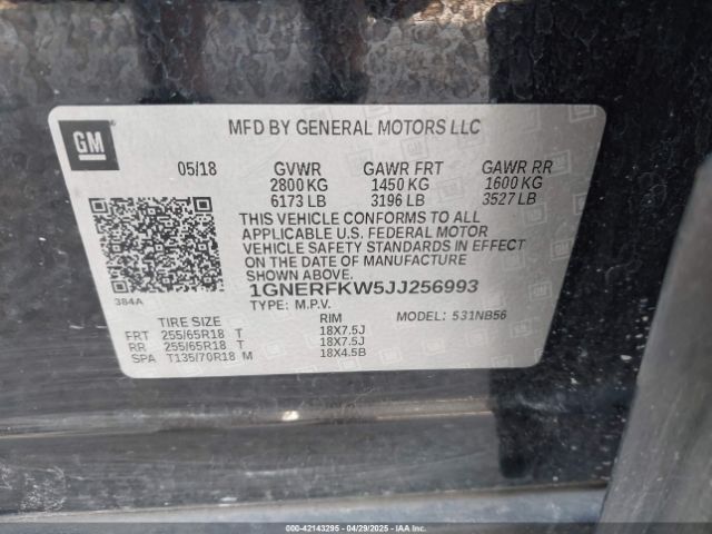 1GNERFKW5JJ256993 Chevrolet Traverse Ls