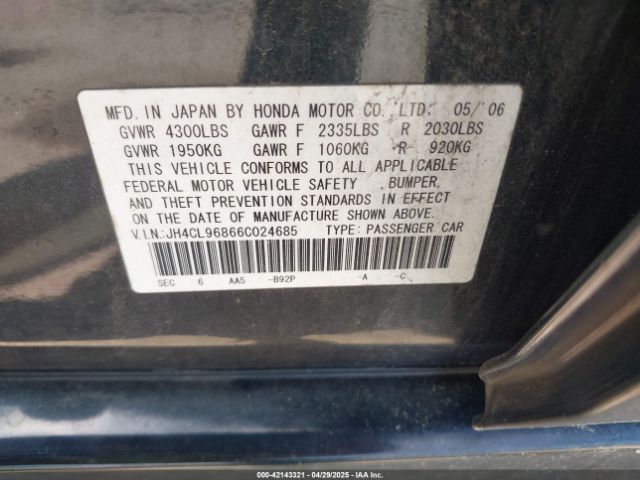 2006 ACURA TSX JH4CL96866C024685 Photo 8