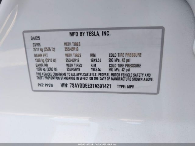 2026 TESLA MODEL Y 7SAYGDEE3TA391421 Photo 8