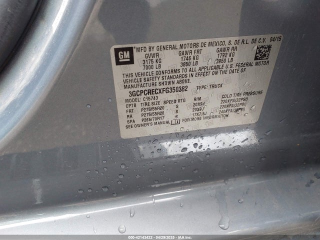3GCPCRECXFG350382 Chevrolet Silverado 1500 1lt