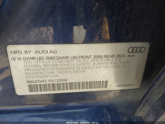 2014 AUDI S4 WAUDGAFL1EA120568 Photo 8