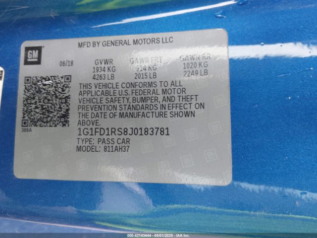 1G1FD1RS8J0183781 Chevrolet lgx - direct injection, variable valve timing, alum, gen 2