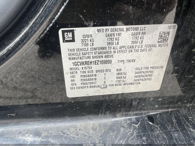 1GCVKREH1EZ169899 Chevrolet Silverado K1500 Lt