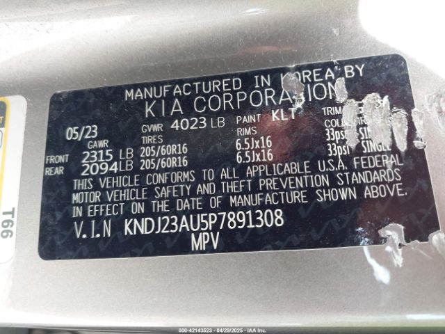 KNDJ23AU5P7891308 KIA SOUL LX