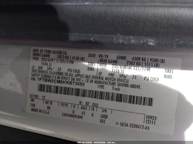 1FTBW2CM6KKB73059 Ford Transit-350