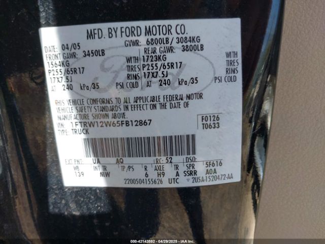 2005 FORD F-150 1FTRW12W65FB12867 Photo 8