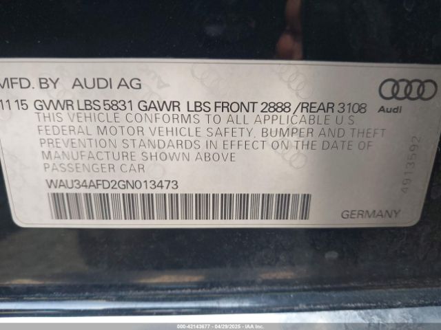 WAU34AFD2GN013473 Audi A8 L 3.0t