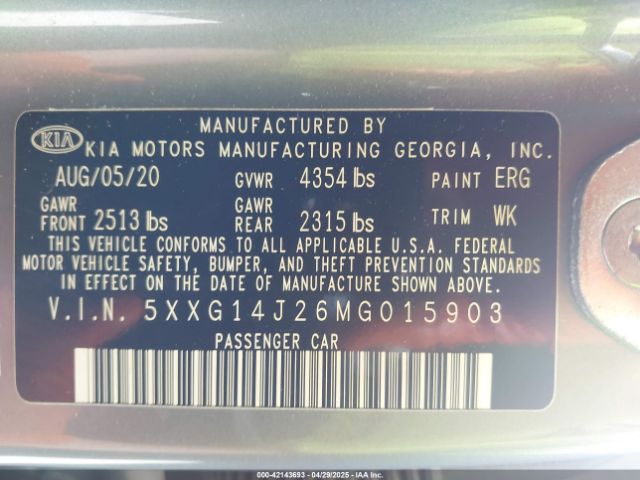 5XXG14J26MG015903 KIA K5 LXS