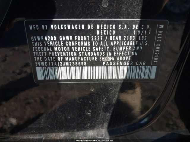 3VWD17AJ2JM238698 Volkswagen Jetta 1.8t Se Sport