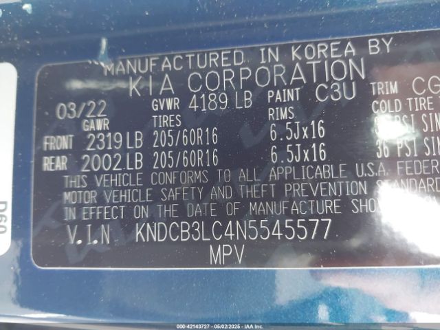 KNDCB3LC4N5545577 KIA Niro Lxs Se