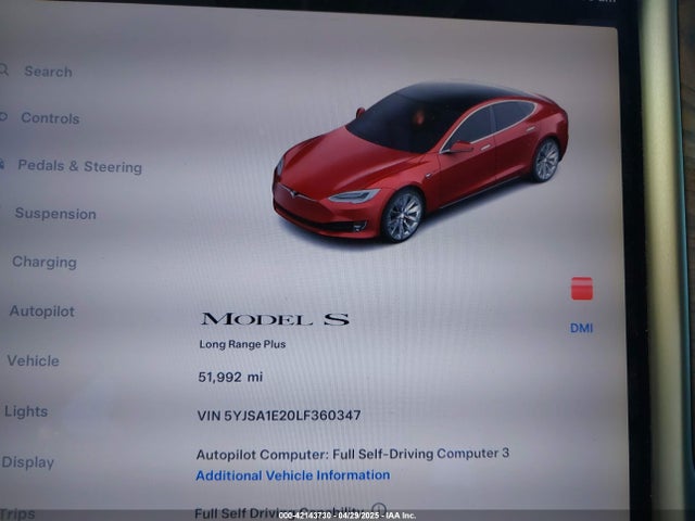 2020 TESLA MODEL S 5YJSA1E20LF360347 Photo 6
