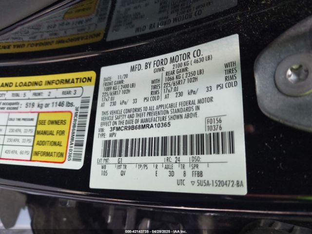 3FMCR9B68MRA10365 Ford Bronco Sport Big Bend