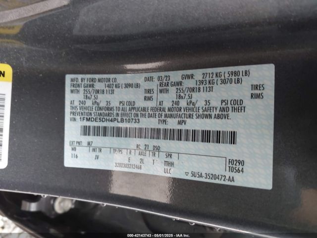 1FMDE5DH4PLB10733 Ford Bronco Outer Banks