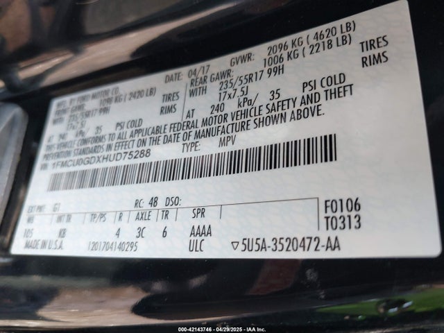 1FMCU0GDXHUD75288 Ford ESCAPE SE