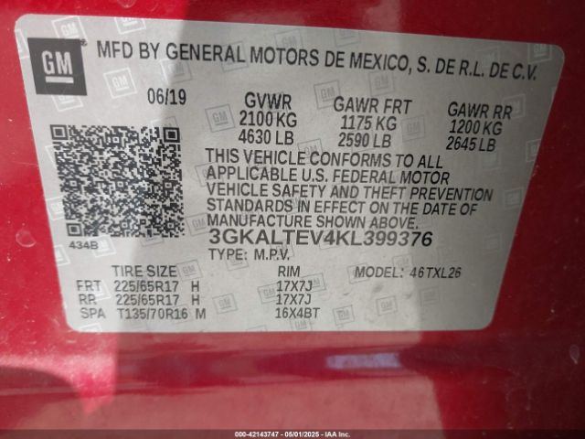 3GKALTEV4KL399376 GMC Terrain Sle
