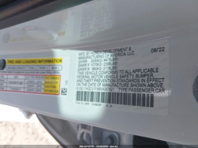 1HGCV1F48NA067821 Honda Accord Sport Special Edition