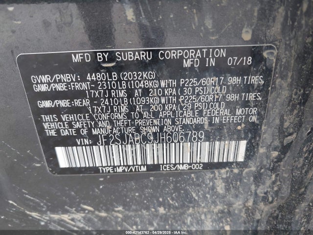 JF2SJABC9JH606789 Subaru Forester 2.5i