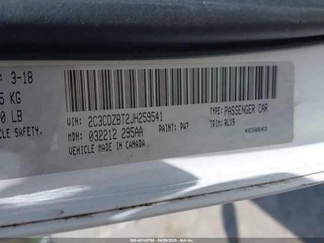 2C3CDZBT2JH259541 Dodge Challenger R/t Plus