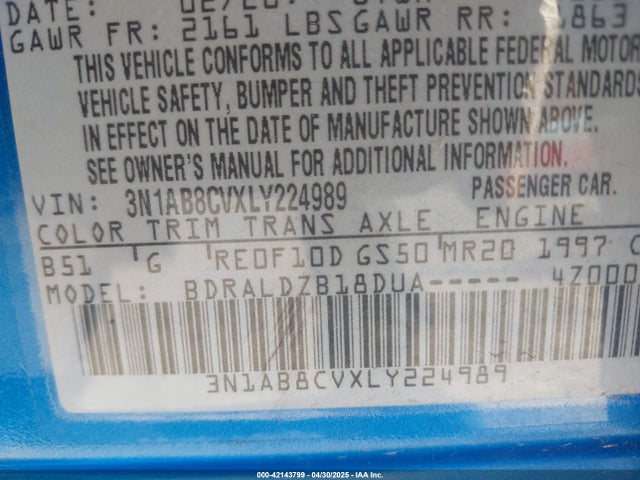 3N1AB8CVXLY224989 Nissan Sentra Sv Xtronic Cvt