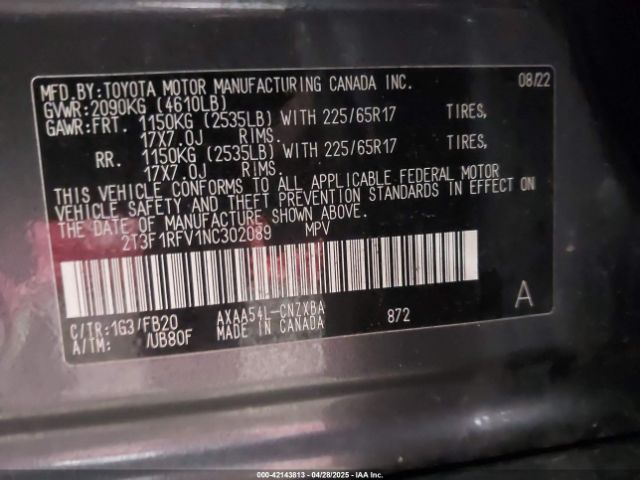 2022 TOYOTA RAV4 2T3F1RFV1NC302089 Photo 8