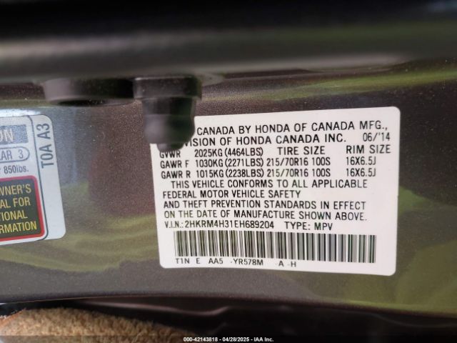 2HKRM4H31EH689204 Honda CR-V LX