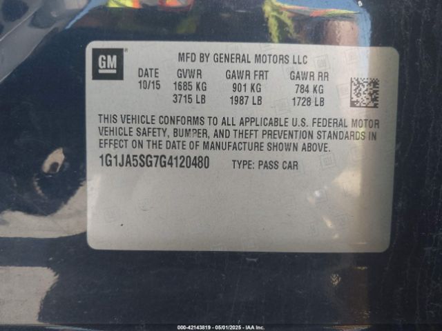 1G1JA5SG7G4120480 Chevrolet Sonic Ls Auto