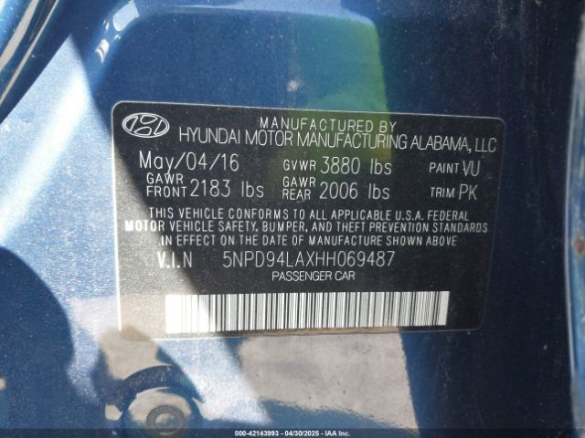 5NPD94LAXHH069487 Hyundai Elantra Eco