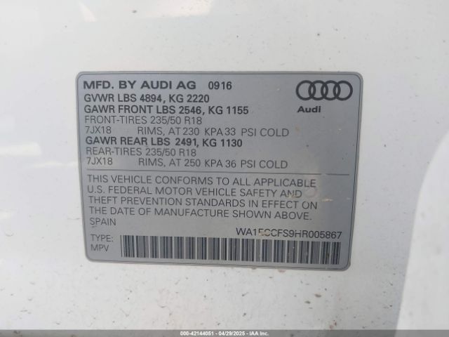 2017 AUDI Q3 WA1ECCFS9HR005867 Photo 8