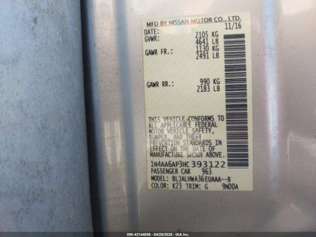 1N4AA6AP3HC393122 Nissan Maxima 3.5 Platinum