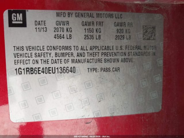 1G1RB6E40EU136640 Chevrolet Volt