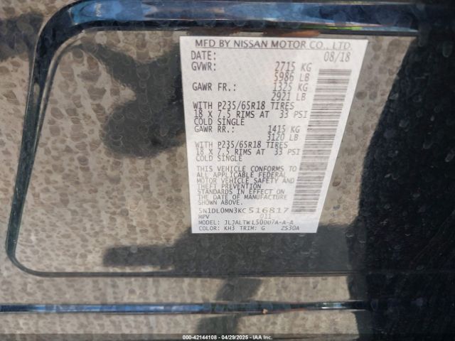 5N1DL0MN3KC516817 Infiniti QX60 LUXE