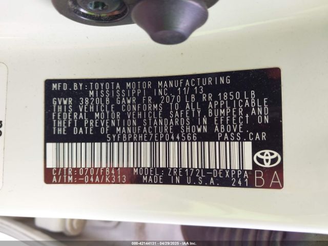 5YFBPRHE7EP044566 Toyota Corolla Le Eco Plus