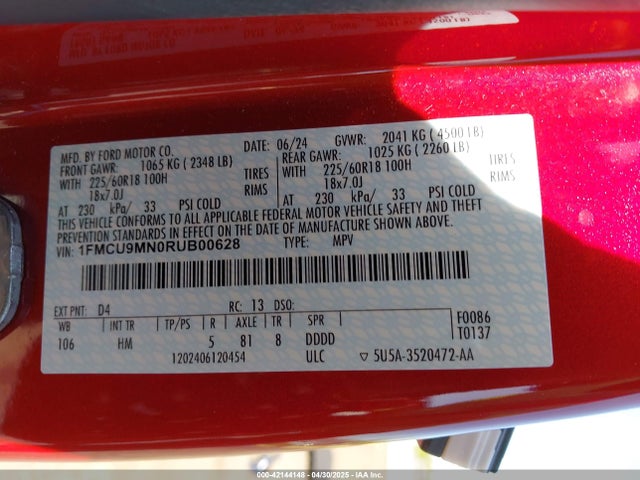 Ford Escape St-line 2024 1FMCU9MN0RUB00628 Image 9