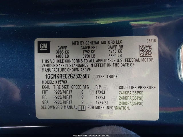 1GCNKREC2GZ333507 Chevrolet Silverado 1500 1lt