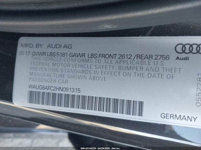2017 AUDI A6 WAUG8AFC2HN091315 Photo 8