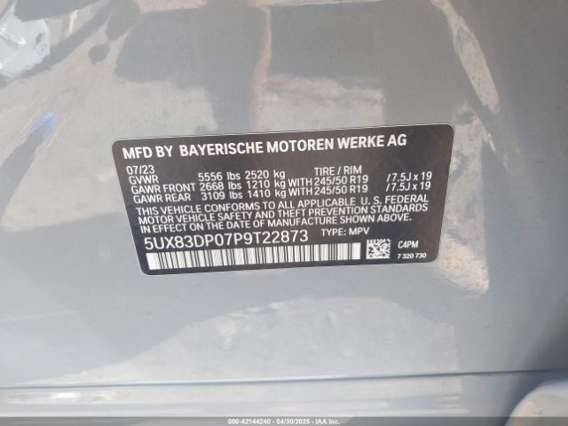 5UX83DP07P9T22873 BMW X3 M40i