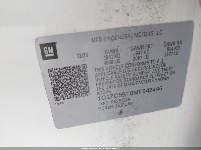 1G1ZC5ST8MF042446 Chevrolet Malibu Fwd 1fl