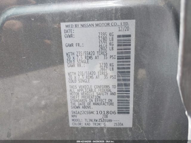 2021 NISSAN MURANO 5N1AZ2CS6MC101806 Photo 8