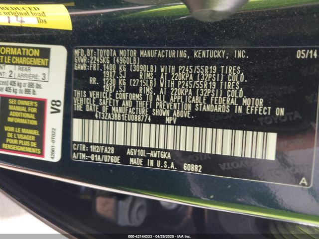 4T3ZA3BB1EU088774 Toyota VENZA LE