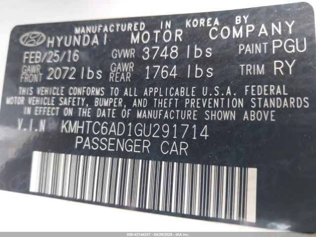 KMHTC6AD1GU291714 Hyundai Veloster