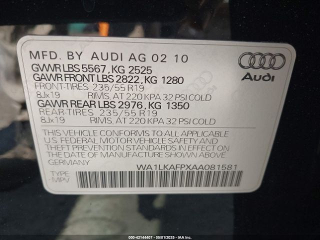 2010 AUDI Q5 WA1LKAFPXAA081581 Photo 8