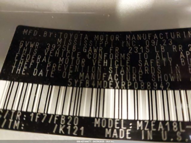 5YFB4MDEXRP088942 Toyota COROLLA LE