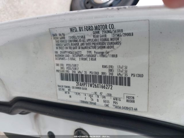 2006 FORD CROWN VICTORIA 2FAHP71W26X166272 Photo 8