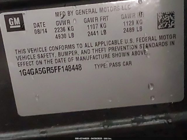 1G4GA5GR5FF148448 Buick Lacrosse