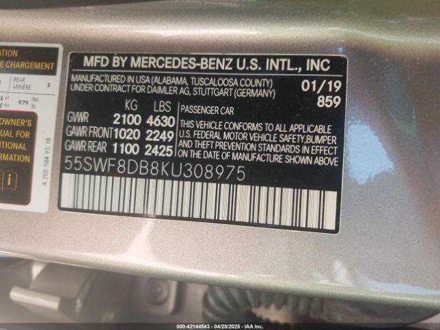 55SWF8DB8KU308975 Mercedes-Benz C 300