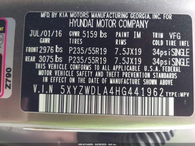 5XYZWDLA4HG441962 Hyundai Santa Fe Sport 2.0t Ultimate