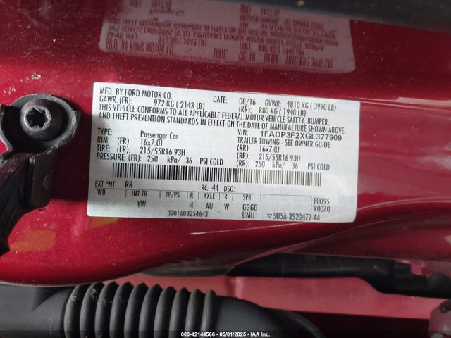 1FADP3F2XGL377909 Ford FOCUS SE