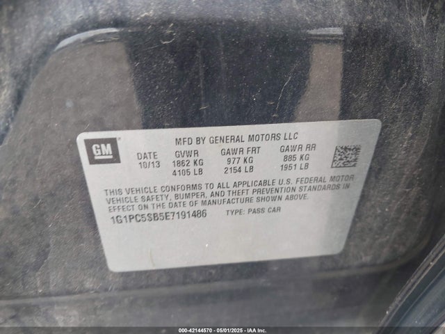 1G1PC5SB5E7191486 Chevrolet Cruze 1lt Auto